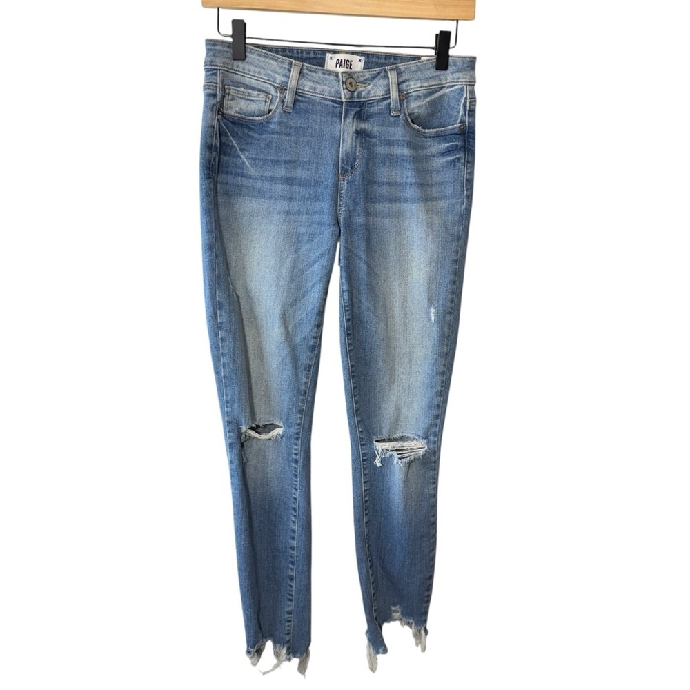 Paige Verdugo Crop Jeans Distressed Hem Skinny Jeans Size 27